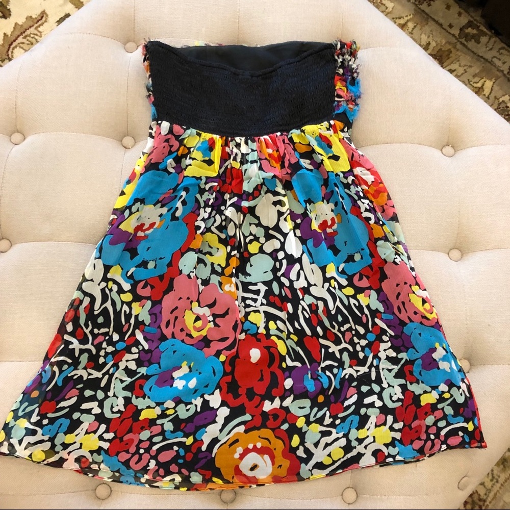 Betsey Johnson Floral Strapless Dress Sz 2 - Picture 4 of 6